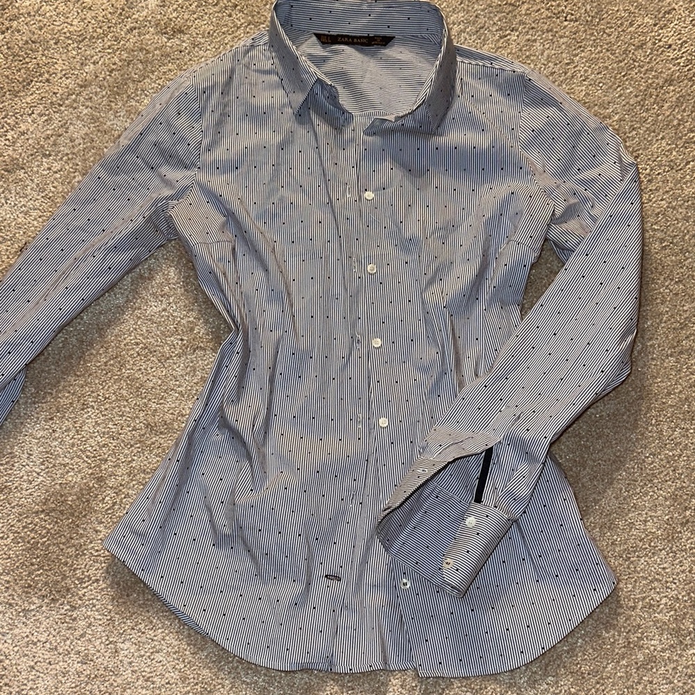 Zara Basics Blue Striped Shirt